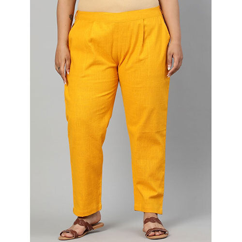 Mustard Ethnic Wear Cotton Slub Pants