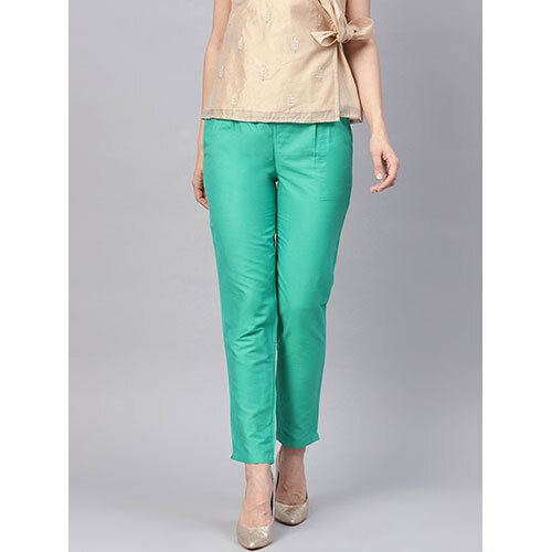 Sea Green Solid Chanderi Pant