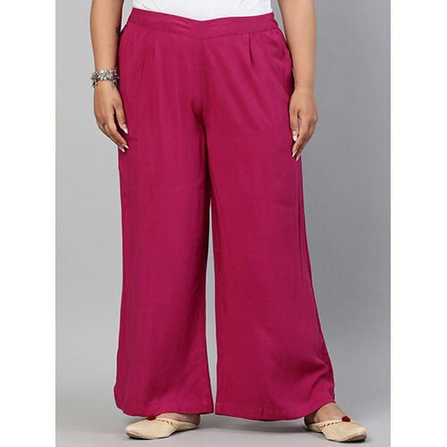 Magenta Solid Rayon Palazzo