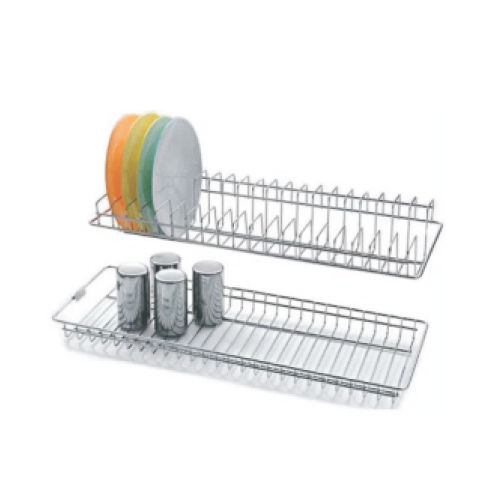 Silver Stainless Steel Glass And Plate Kitchen Basket