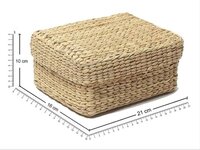 Kauna Basket With Lid - Square Natural Kauna Grass Storage Basket | Organic Material, Professional Style, Handle-free Design