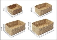 Kauna Storage Basket - Kauna Grass, 4 Sizes, Natural Color, Square Shape | Organic Material, Indian Style, Versatile Organizers