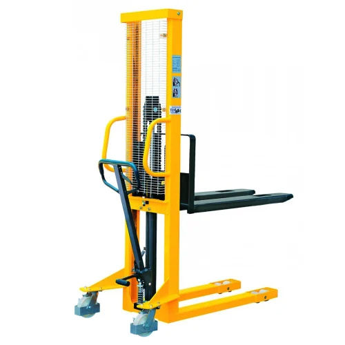 Hydraulic Manual Stacker - Ergonomic Design, Different Sizes Available, Yellow Finish, Manual Operation for Safe Lifting of Pallets and Goods