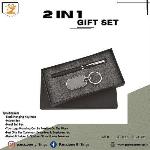 Black Metal Keychain Pen With Box 2 In 1 Gift Set  PZSR105