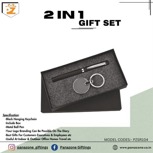 Black Metal Keychain Pen With Box 2 In 1 Gift Set Pzsr104