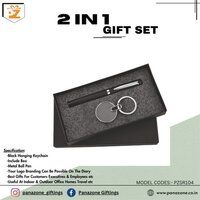 Black Metal Keychain Pen With Box 2 In 1 Gift Set PZSR104