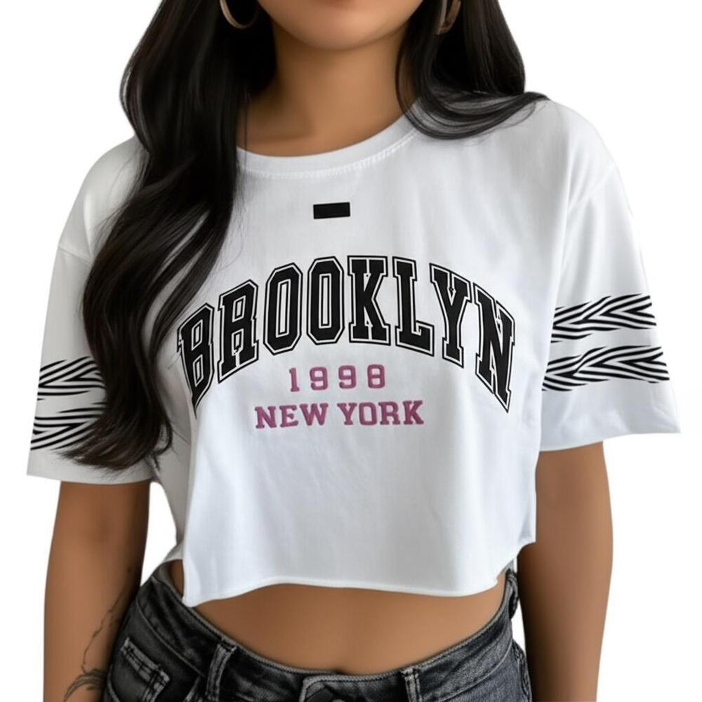 Oversized printed crop top