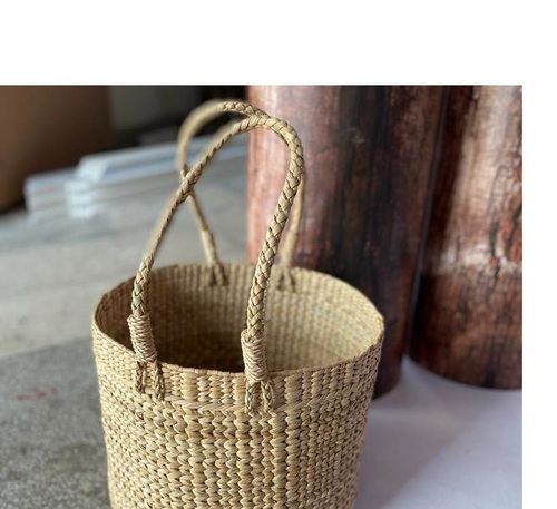 Large Round handmade Kauna Seagrass basket with handles