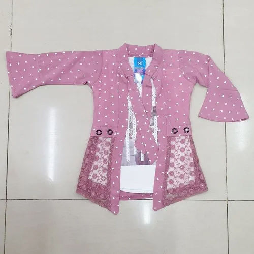 Pink Girls Dot Print Full Sleeves Top