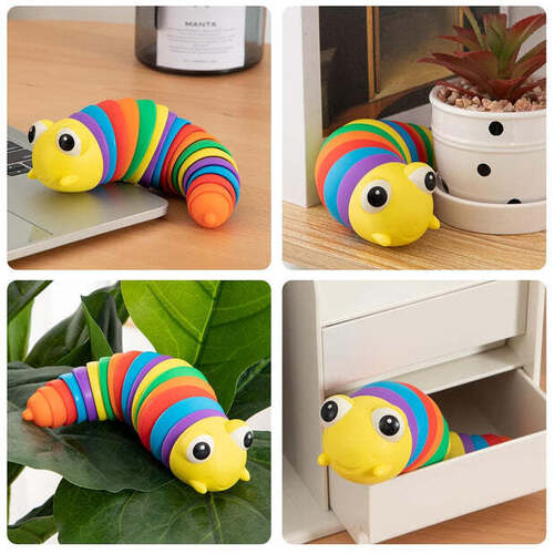 3D RAINBOW COLOR PLASTIC SLUG FIDGET TOYS (17594)