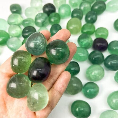 Natural Green Fluorite  Tumbled Stone