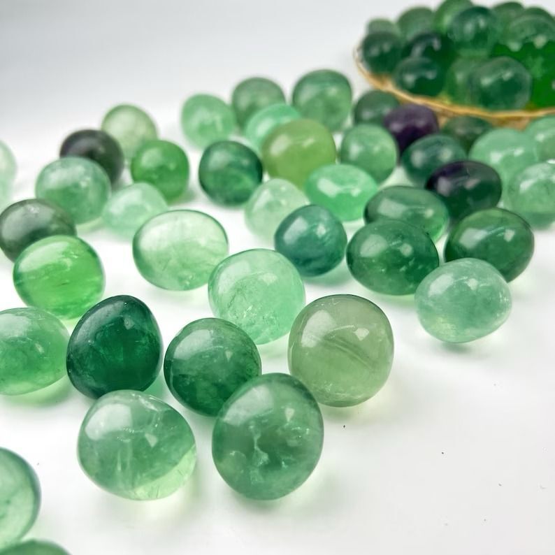 Natural Green Fluorite  Tumbled Stone