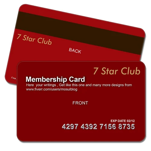 Club Membership Plastic Cards