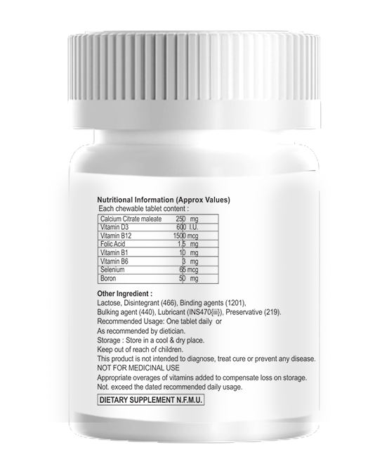 Calcium Citrate Malate With Vitamin D3 And Boron Chewable Tablet