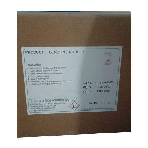 Benzophenone 3 Ingredients: Oxybenzone; 2-Hydroxy-4-Methoxybenzophenone