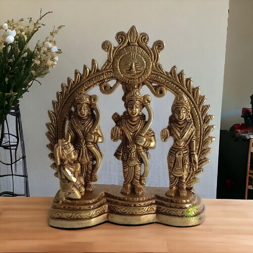 Majestic Brass Sculpture of Dancing Ganesha With Lakshmi . H 30 cm