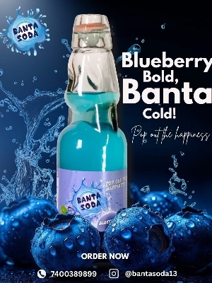 Blueberry Glass Goti Banta Soda - Glass Bottle, Refreshingly Sweet Flavor, Ideal for Quenching Thirst on Any Occasion