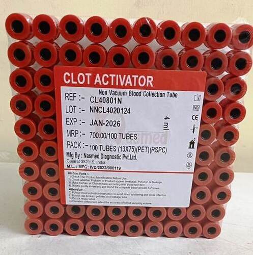 Clot Non Vacuum Blood Collection tube Pet Body