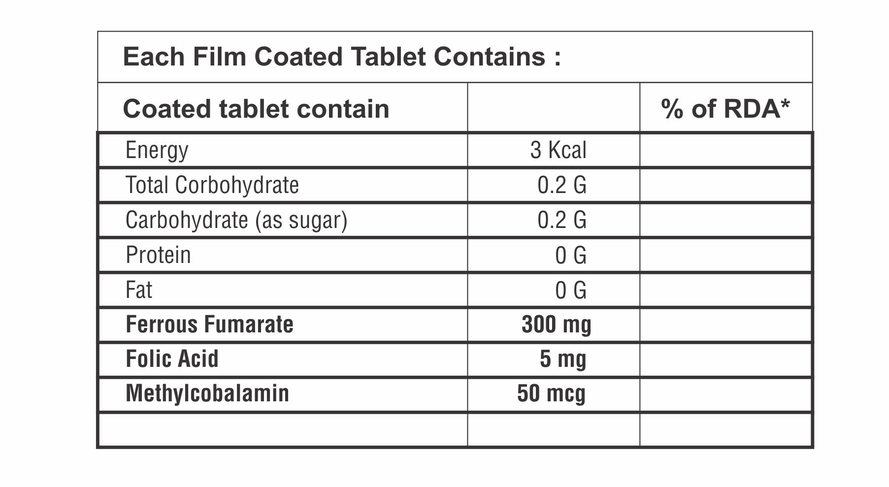 Ferrous Fumarate With Folic Acid And Methylcobalamin Tablet