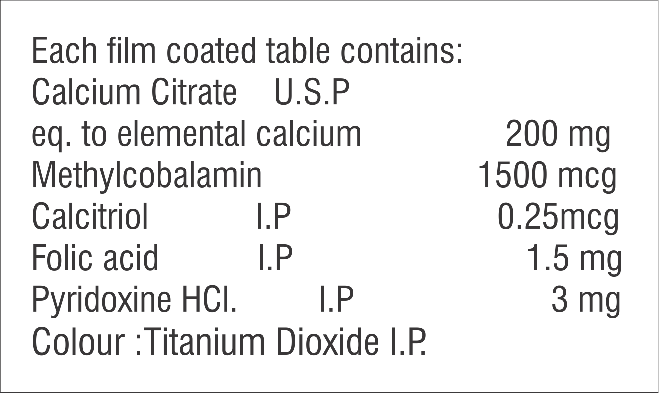 Calcium Citrate and Folic Acid With Pyridoxine Tablet