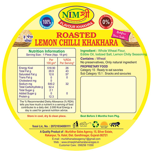 FLAVOURED ROASTED LEMON CHILLY KHAKHRA