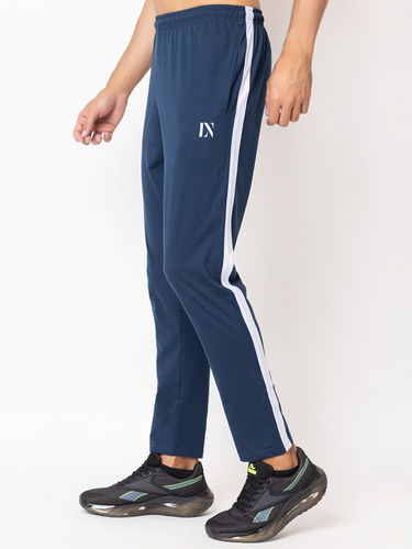 single jersey fabric Track Pant LEXON PC LOWER, Blue, Small,Medium