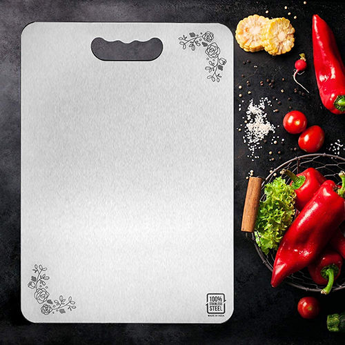 Silver Stainless Steel Chopping Board For Kitchen