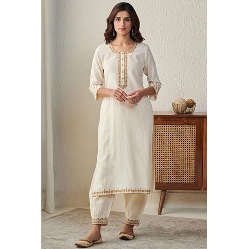 White Cream Afgani Salwar And Designer Dupatta Set