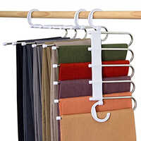 Premium Stainless Steel Multilayer Clothes Hanger - 23W x 2.5H Centimeters, Adjustable Speed Control, Space-Saving Design, Holds 5 Pairs of Slacks/Jeans
