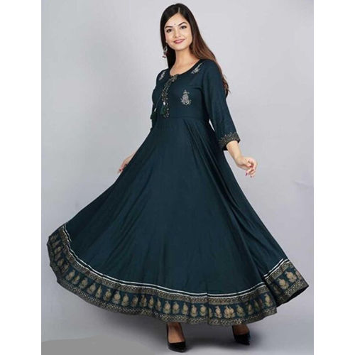 Green Beautiful Embroidery Work Anarkali Kurti