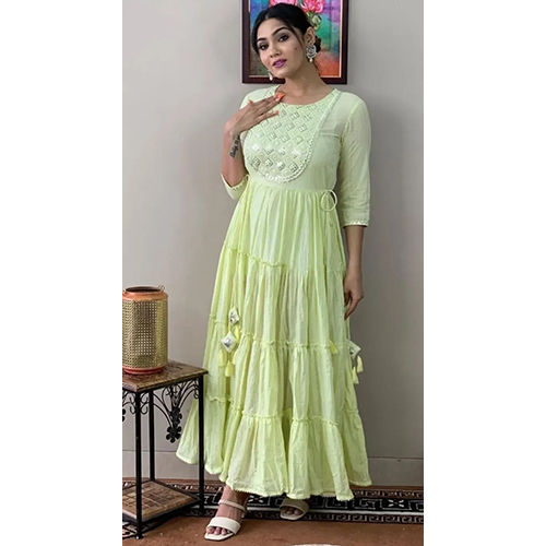 Lemon Yellow Heavy Anarkali Kurti