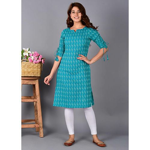 Ladies Turquoise Kantha Kurti