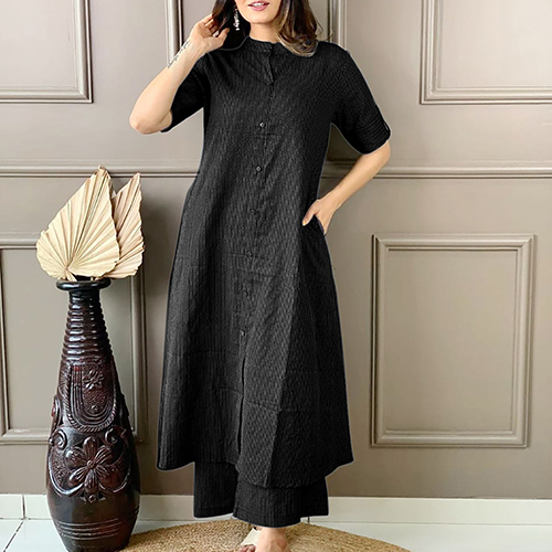 Ladies Black Kantha Palazzo Set