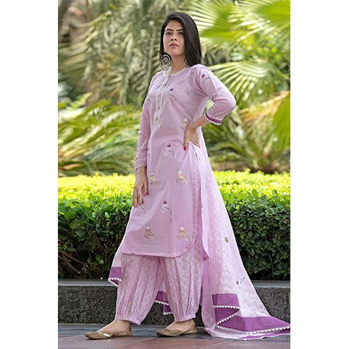 Pink Cream Afgani Salwar And Designer Dupatta Set