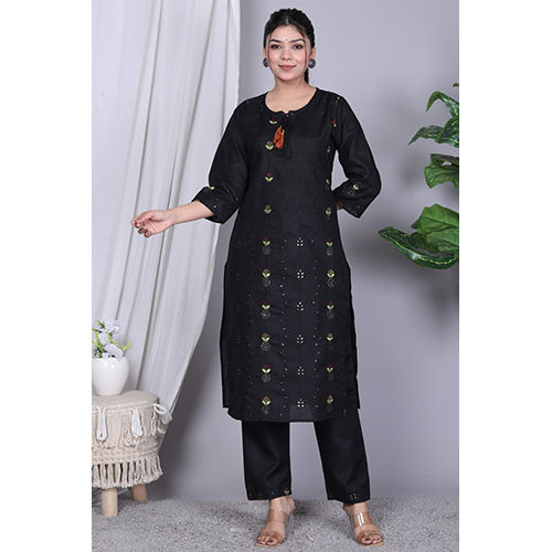 Indian Black Sitara Suit With Dupatta Set