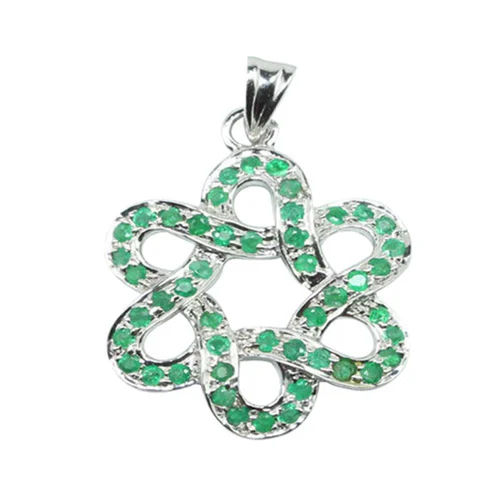 Silver Emerald Silver Pendant