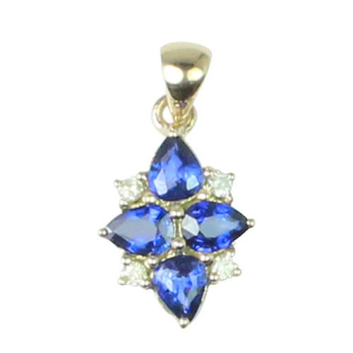 18K White Gold Pear Sapphire Diamond Pendant Gender: Women'S