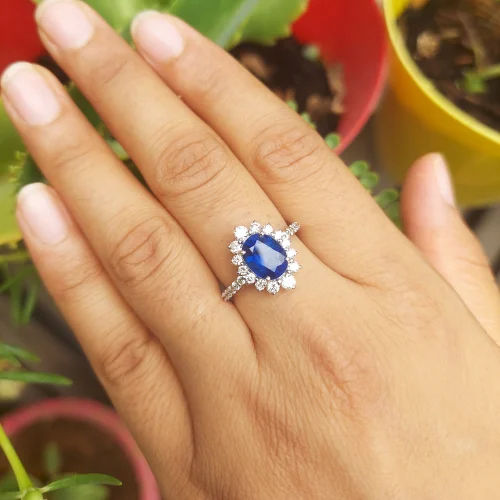 Natural Sapphire Gemstone Silver Ring