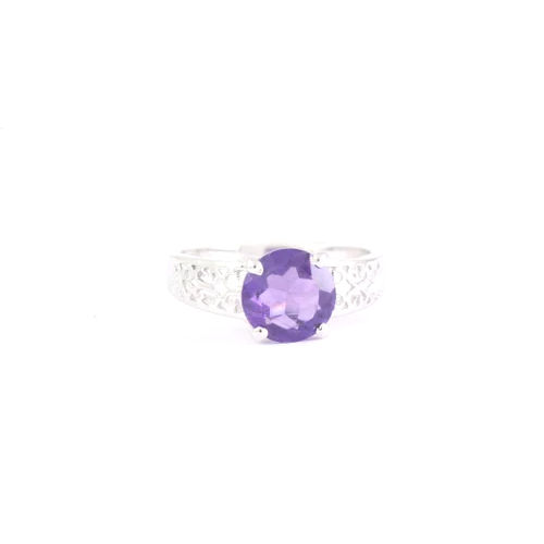 925 Sterling Silver Natural Amethyst Gemstone Ring