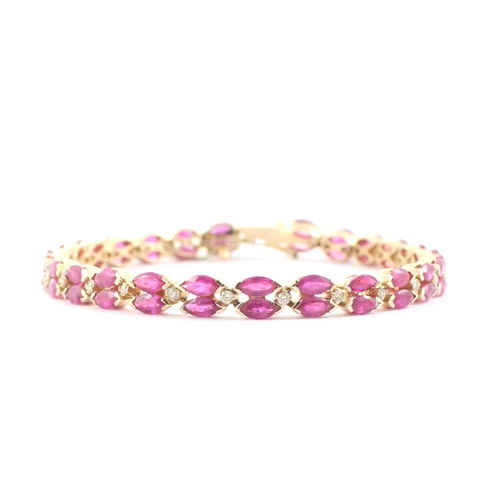 Golden 14K Ruby And Diamond Yellow Gold Bracelet