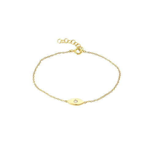 18K Evil Eye Diamond Yellow Gold Bracelet