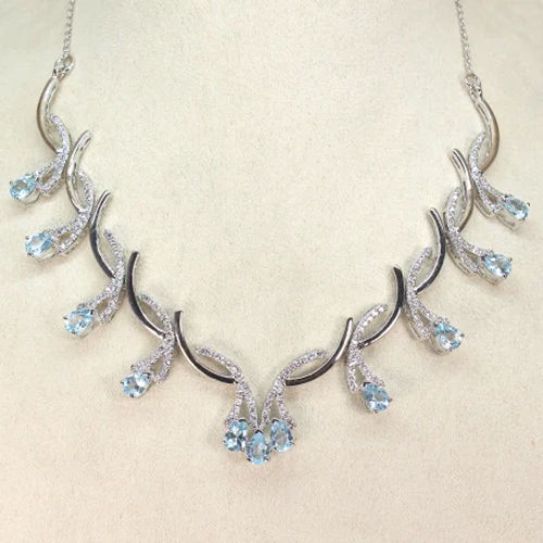 Natural Blue Topaz Necklace