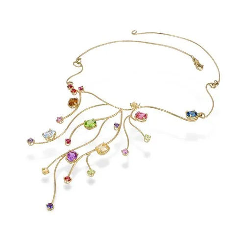 925 Silver Gold Plated Multi Stone Necklace