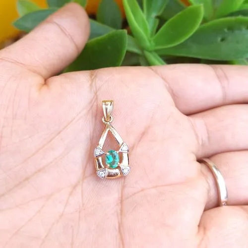 Natural Emerald And Diamond Pendant