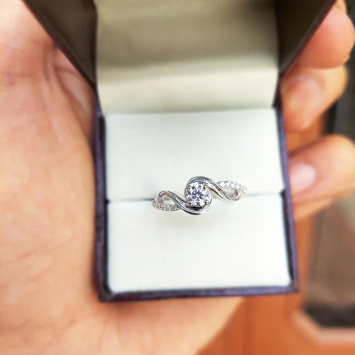 Natural Diamonds and Moissanite Solitaire Ring