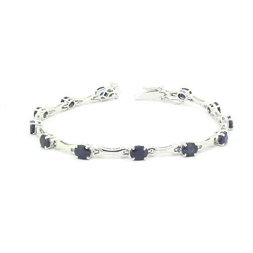 Aquamarine Gemstone Sterling Silver Bracelet