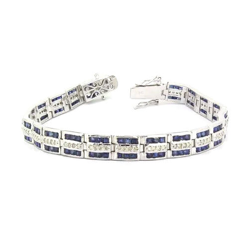 925 Sapphire And Diamond Sterling Silver Bracelet