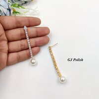 Captivating Diamond And Pearl Earrings - Alloy, Designed For Women, Stunning White Polish | Elegant Addition For Various Occasions