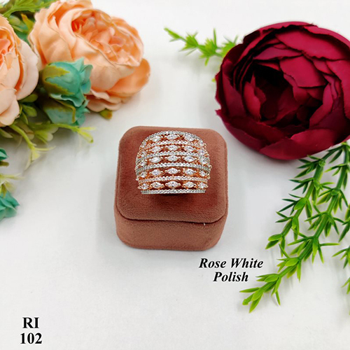 Ladies Rose White Ring