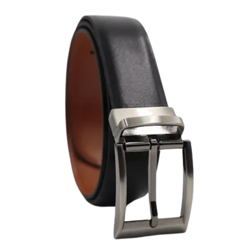 Men Reversible Black PU Leather Belt